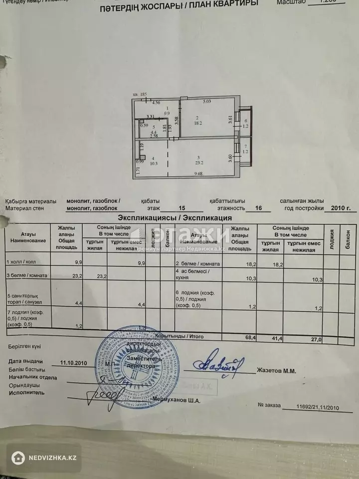 68.4 м², 2-комнатная квартира, этаж 15 из 16, 68 м², изображение - 1