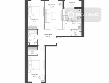 3-комнатная квартира, этаж 5 из 9, 81 м²