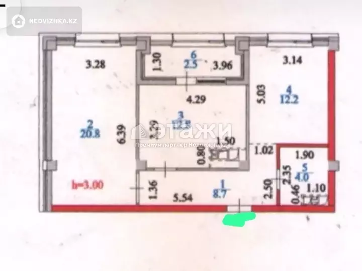 61 м², 2-комнатная квартира, этаж 2 из 9, 61 м², изображение - 1