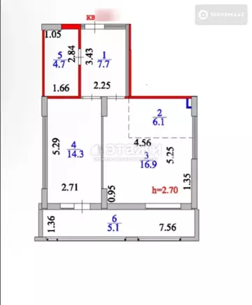 2-комнатная квартира, этаж 14 из 21, 55 м²