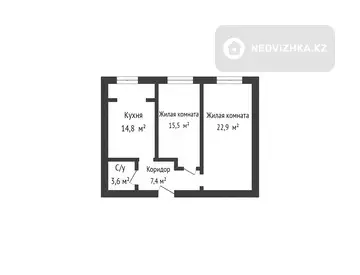 64.2 м², 2-комнатная квартира, этаж 3 из 5, 64 м², изображение - 13