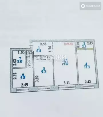 54.8 м², 3-комнатная квартира, этаж 5 из 5, 55 м², изображение - 9