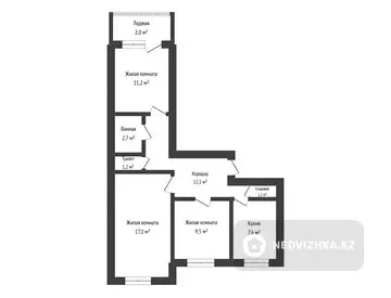 64.6 м², 3-комнатная квартира, этаж 2 из 9, 65 м², изображение - 3