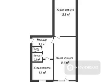 44.8 м², 2-комнатная квартира, этаж 3 из 5, 45 м², изображение - 9