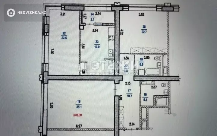 56 м², 2-комнатная квартира, этаж 18 из 19, 56 м², изображение - 1