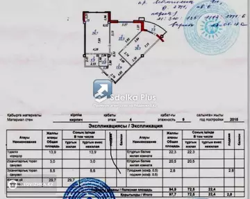 3-комнатная квартира, этаж 4 из 9, 98 м²