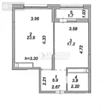2-комнатная квартира, этаж 18 из 18, 53 м²