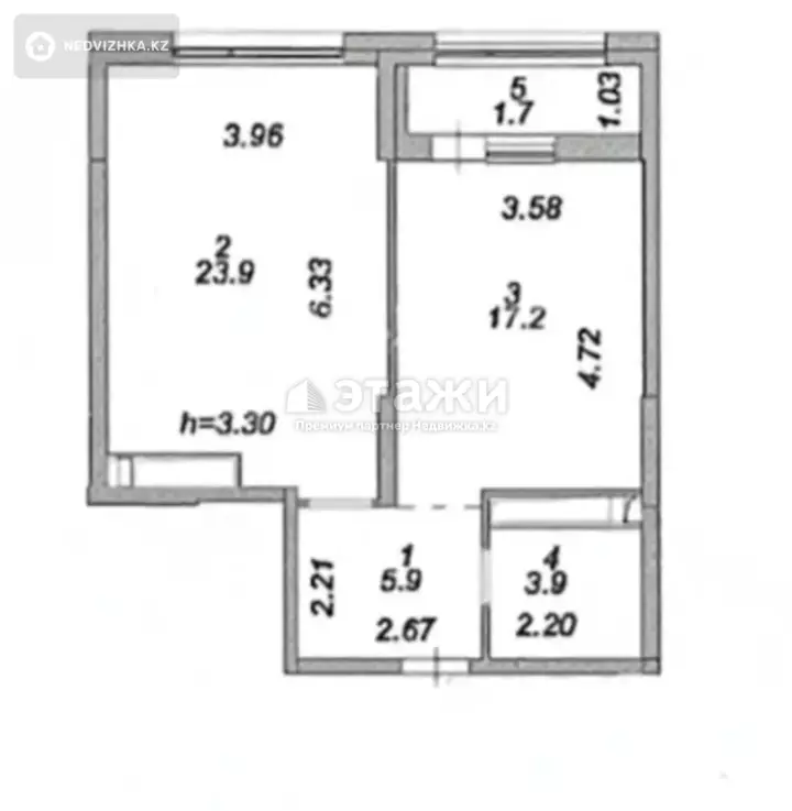 52.6 м², 2-комнатная квартира, этаж 18 из 18, 53 м², изображение - 1