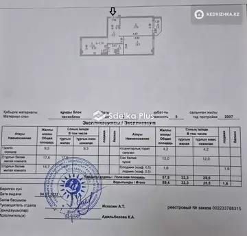 2-комнатная квартира, этаж 2 из 9, 60 м²