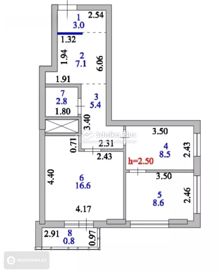 55 м², 3-комнатная квартира, этаж 22 из 24, 55 м², изображение - 1