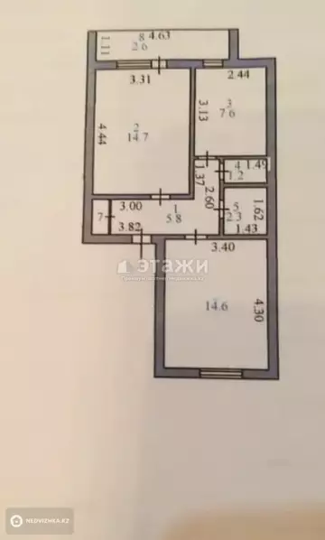 49.5 м², 2-комнатная квартира, этаж 3 из 5, 50 м², изображение - 7