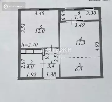 2-комнатная квартира, этаж 2 из 12, 39 м²