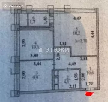 54.5 м², 2-комнатная квартира, этаж 14 из 15, 54 м², изображение - 2
