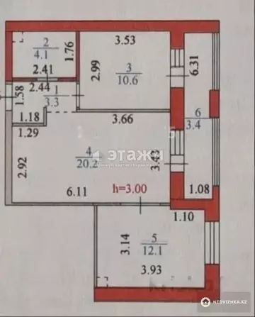 55 м², 2-комнатная квартира, этаж 6 из 9, 55 м², изображение - 8