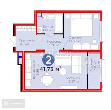 42 м², 2-комнатная квартира, этаж 1 из 9, 42 м², изображение - 5