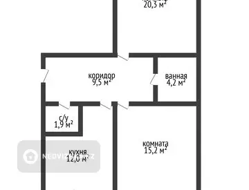 2-комнатная квартира, этаж 2 из 5, 65 м²