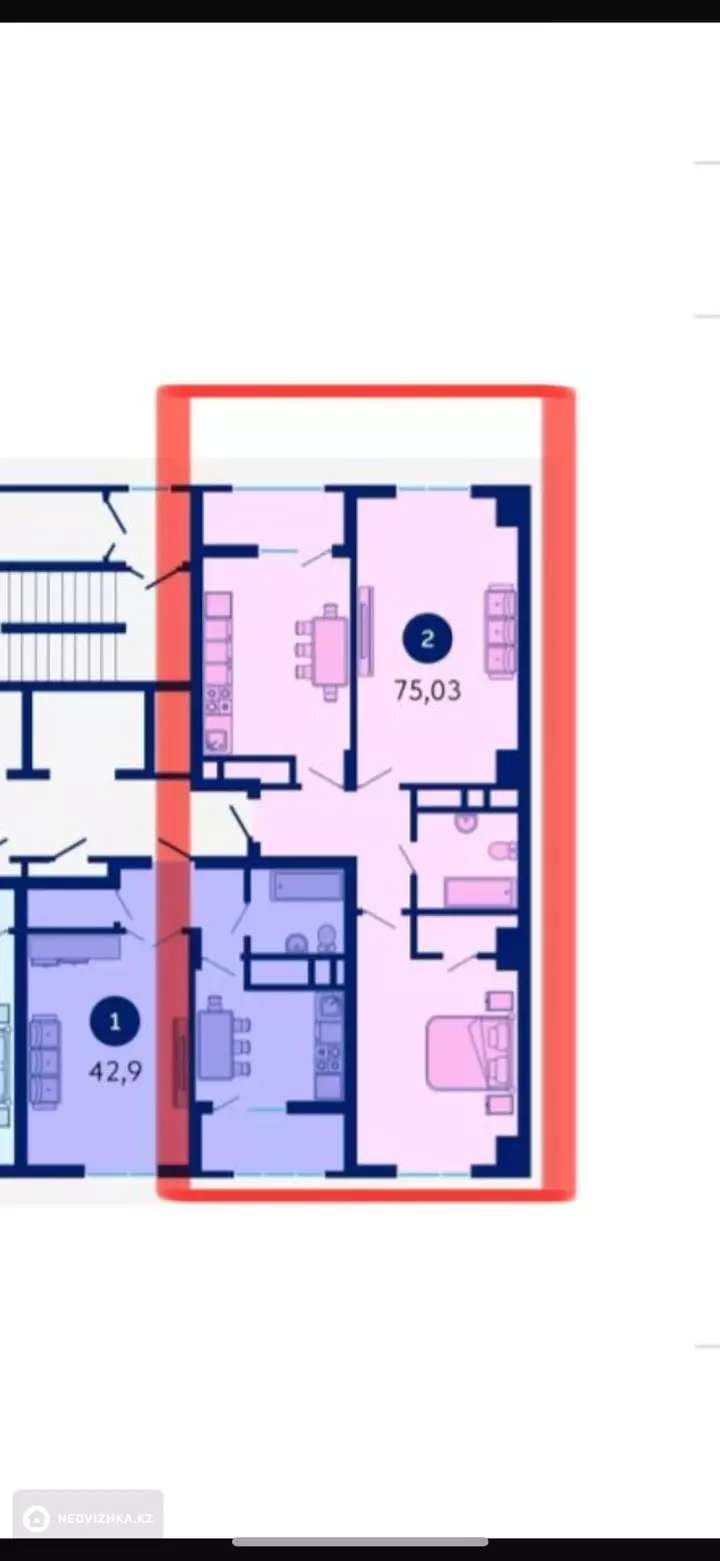 75.03 м², 2-комнатная квартира, этаж 6 из 11, 75 м², изображение - 1