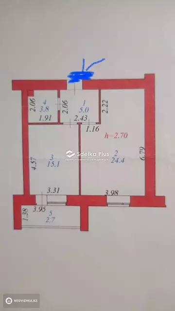 52 м², 1-комнатная квартира, этаж 9 из 14, 52 м², изображение - 1