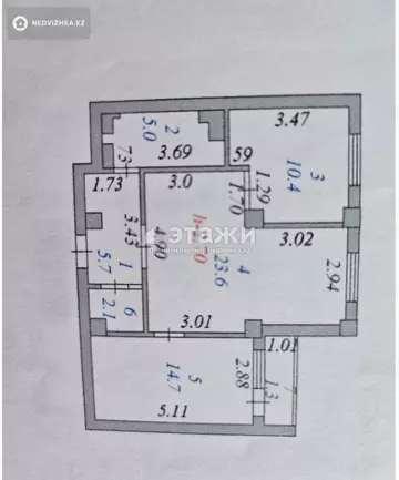 2-комнатная квартира, этаж 8 из 16, 65 м²