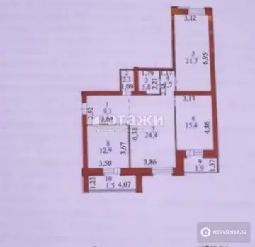 3-комнатная квартира, этаж 9 из 9, 96 м²