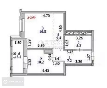 1-комнатная квартира, этаж 8 из 20, 46 м²