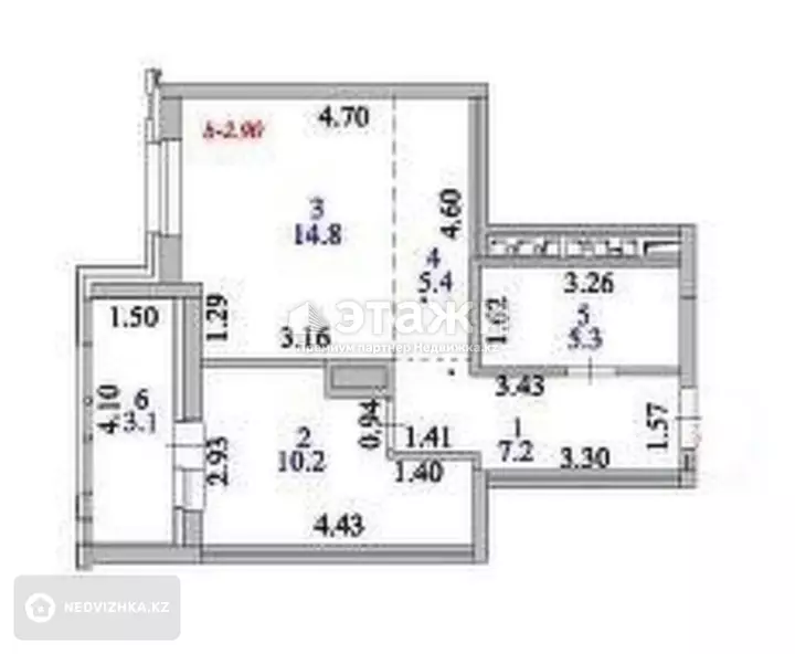 46 м², 1-комнатная квартира, этаж 8 из 20, 46 м², изображение - 1