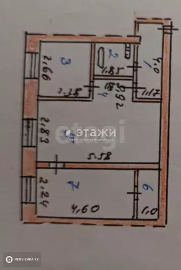 2-комнатная квартира, этаж 4 из 5, 44 м²