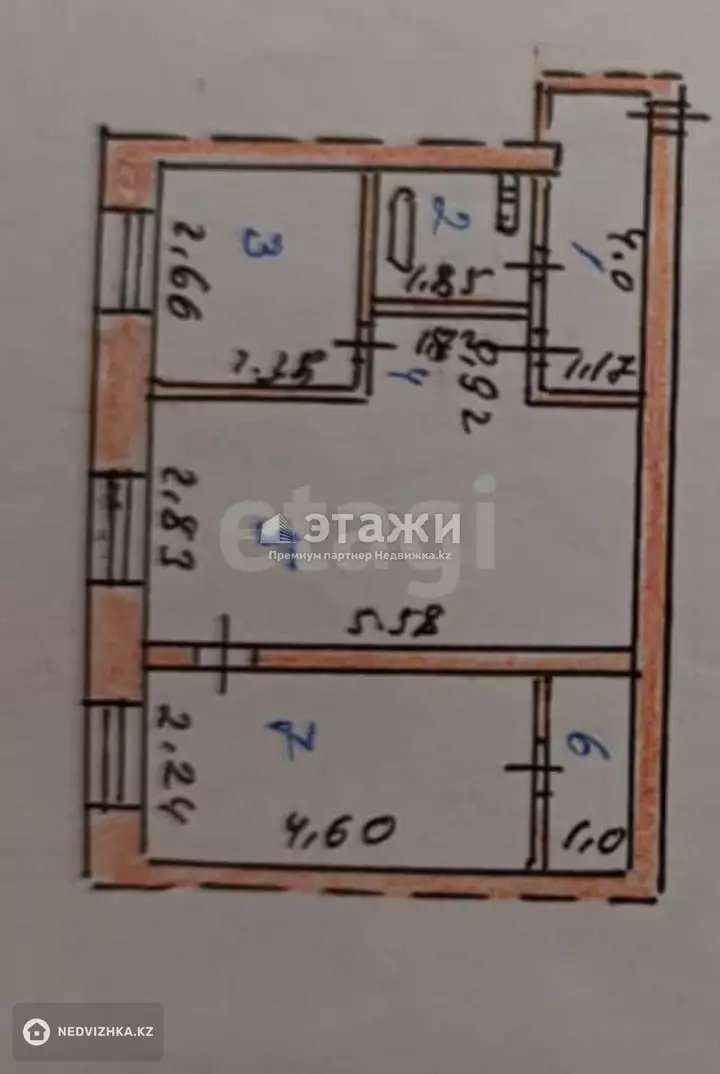 44 м², 2-комнатная квартира, этаж 4 из 5, 44 м², изображение - 1