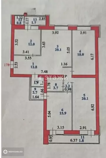 4-комнатная квартира, этаж 6 из 12, 200 м²