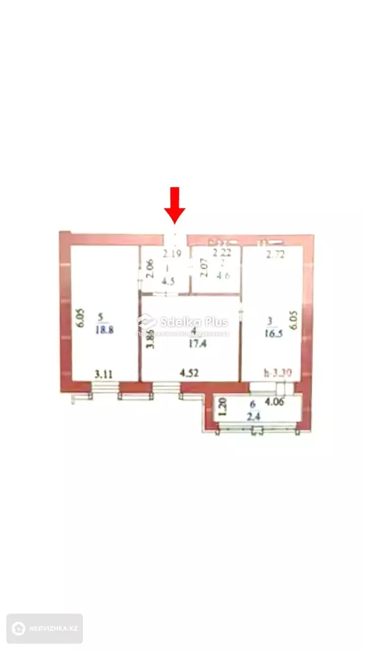 64 м², 2-комнатная квартира, этаж 4 из 8, 64 м², изображение - 1
