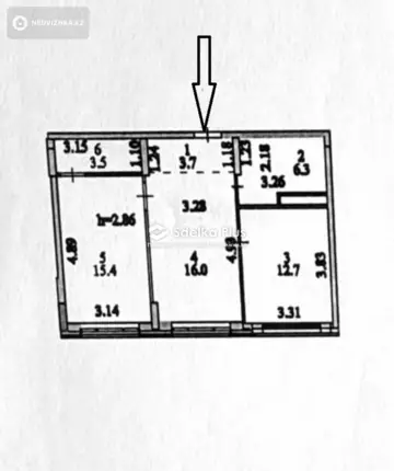 60 м², 2-комнатная квартира, этаж 6 из 9, 60 м², изображение - 9