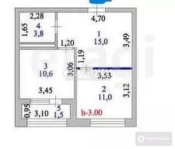 42 м², 2-комнатная квартира, этаж 17 из 17, 42 м², изображение - 9