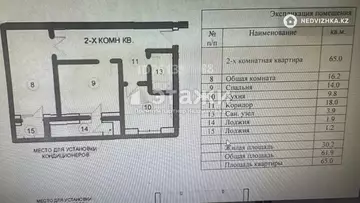 2-комнатная квартира, этаж 11 из 12, 65 м²