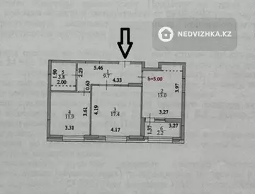 2-комнатная квартира, этаж 3 из 12, 60 м²