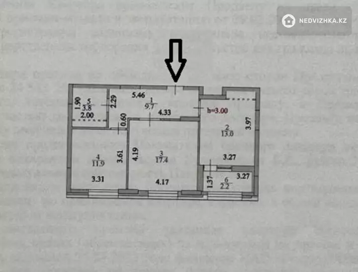 60 м², 2-комнатная квартира, этаж 3 из 12, 60 м², изображение - 1