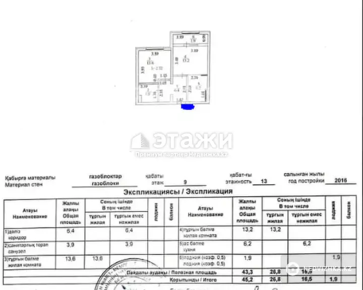 45 м², 2-комнатная квартира, этаж 9 из 12, 45 м², изображение - 1