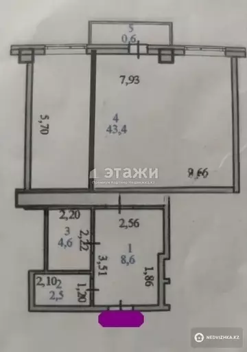 60 м², 2-комнатная квартира, этаж 9 из 10, 60 м², изображение - 10