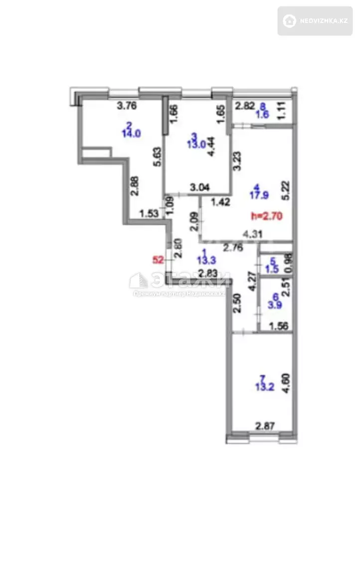 78.4 м², 3-комнатная квартира, этаж 5 из 9, 78 м², изображение - 1