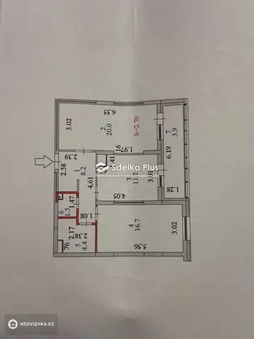 2-комнатная квартира, этаж 13 из 15, 70 м²