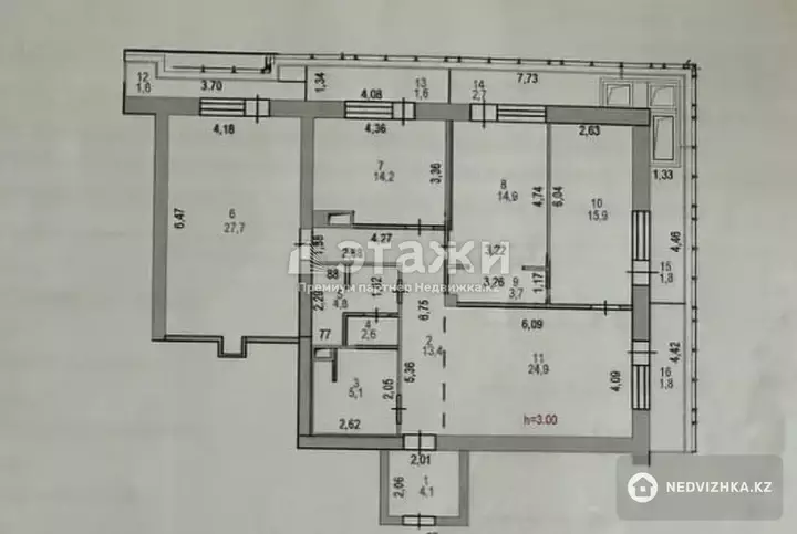 163 м², 4-комнатная квартира, этаж 15 из 37, 163 м², изображение - 1
