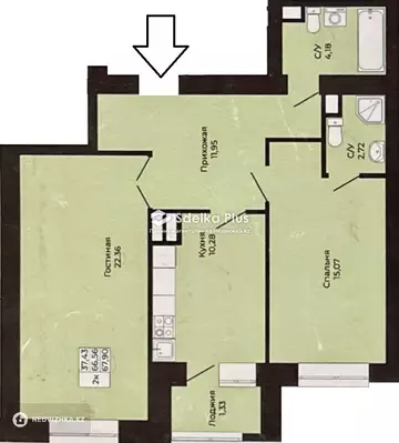 68 м², 2-комнатная квартира, этаж 2 из 9, 68 м², изображение - 1