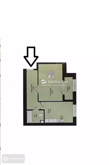 1-комнатная квартира, этаж 2 из 9, 48 м²