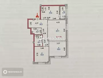 3-комнатная квартира, этаж 3 из 9, 86 м²