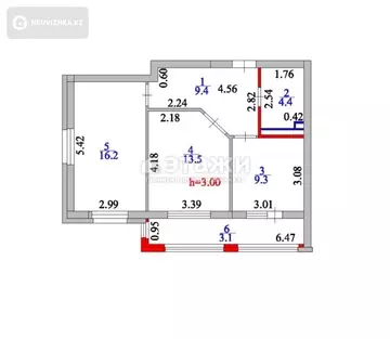 56.3 м², 2-комнатная квартира, этаж 2 из 16, 56 м², изображение - 11