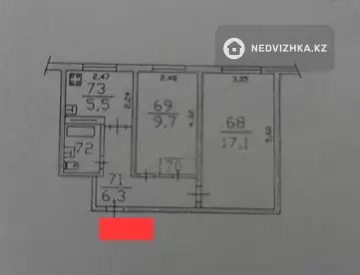 2-комнатная квартира, этаж 2 из 5, 43 м²
