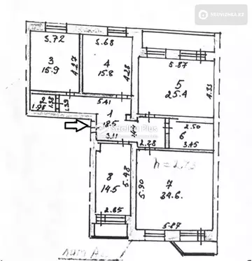 5-комнатная квартира, этаж 3 из 5, 139 м²