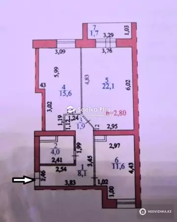 2-комнатная квартира, этаж 9 из 12, 65 м²