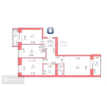 3-комнатная квартира, этаж 3 из 10, 88 м²