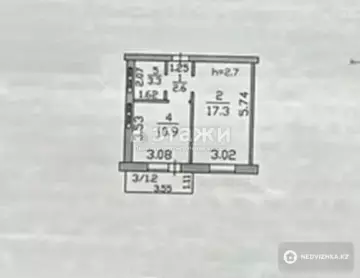 1-комнатная квартира, этаж 4 из 5, 35 м²