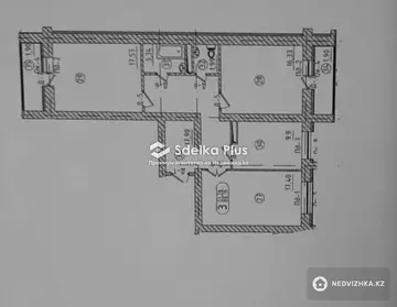 3-комнатная квартира, этаж 7 из 7, 89 м²